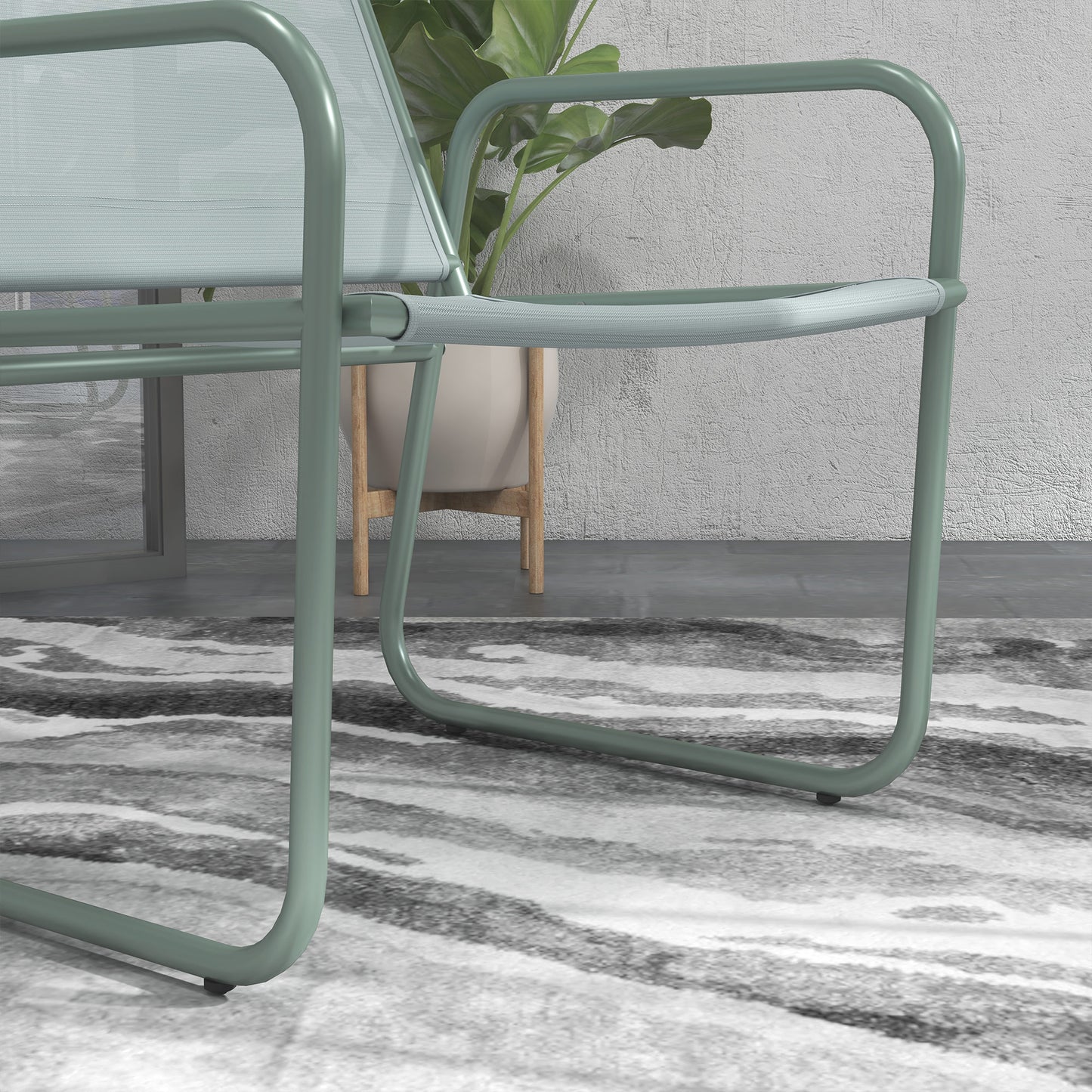 Tuinset – Tuinmeubelset – Bistroset – Balkonset – 3-delig Groen – Ademend Stof – Compact Rond Tafel 60 cm