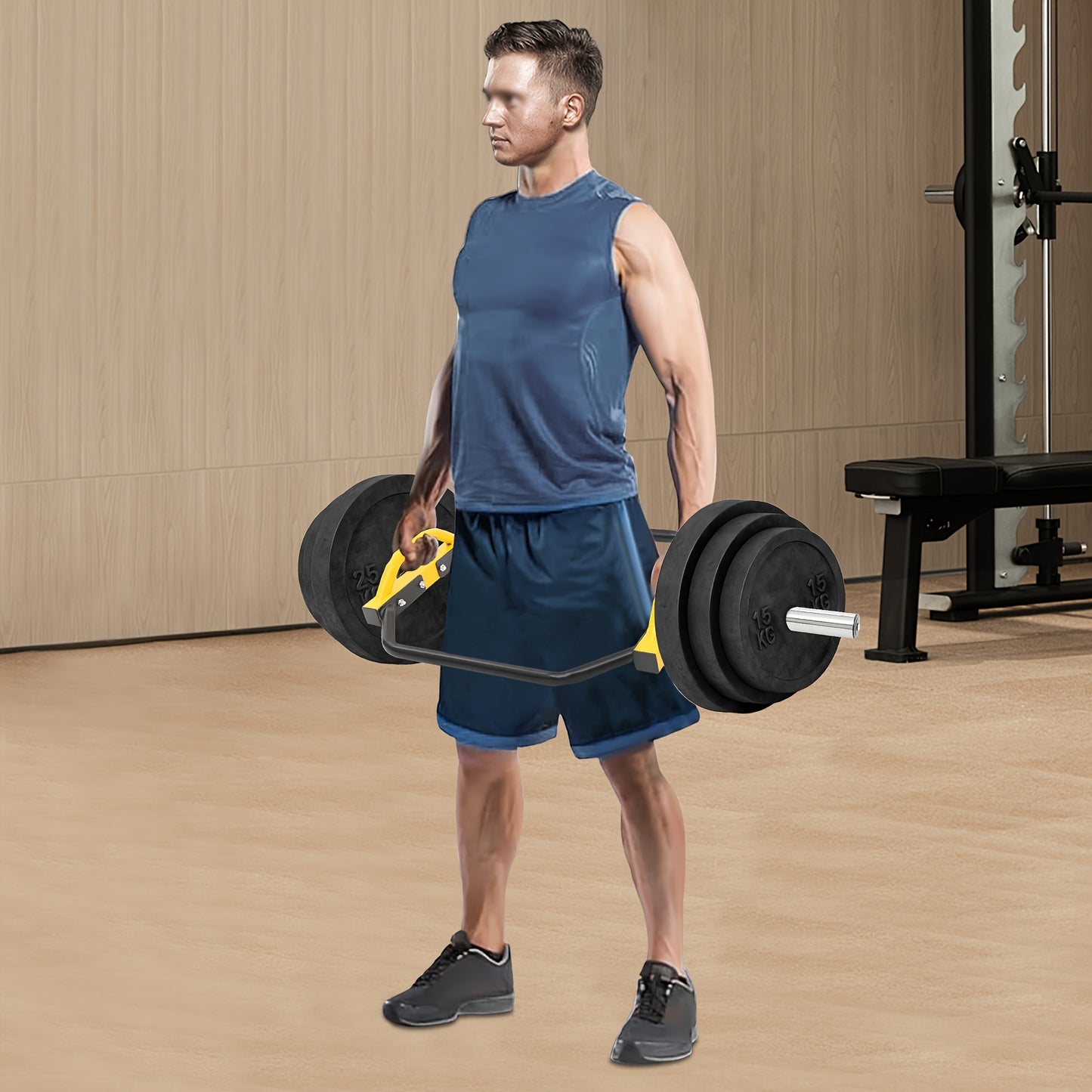 149.69KG Capacity Yellow Hex Dumbbell Bar with Spring Clip Collars, Ergonomic Non-Slip Handles - Ideal for Gym, Home & Workout Use, Personal Fitness Accessory|Secure Grip Dumbbell|Tungsten Steel Bar, Gym Accessories