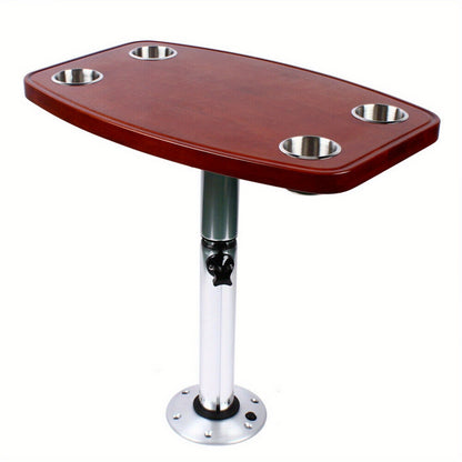 Tafel – Campingtafel – Caravan tafel – Wandtafel – Statafel – Eikenhout – Inklapbaar – Verstelbare Hoogte 60x38 cm – 4 Bekerhouders – Compact & Ruimtebesparend
