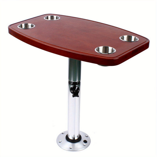 Tafel – Campingtafel – Caravan tafel – Wandtafel – Statafel – Eikenhout – Inklapbaar – Verstelbare Hoogte 60x38 cm – 4 Bekerhouders – Compact & Ruimtebesparend