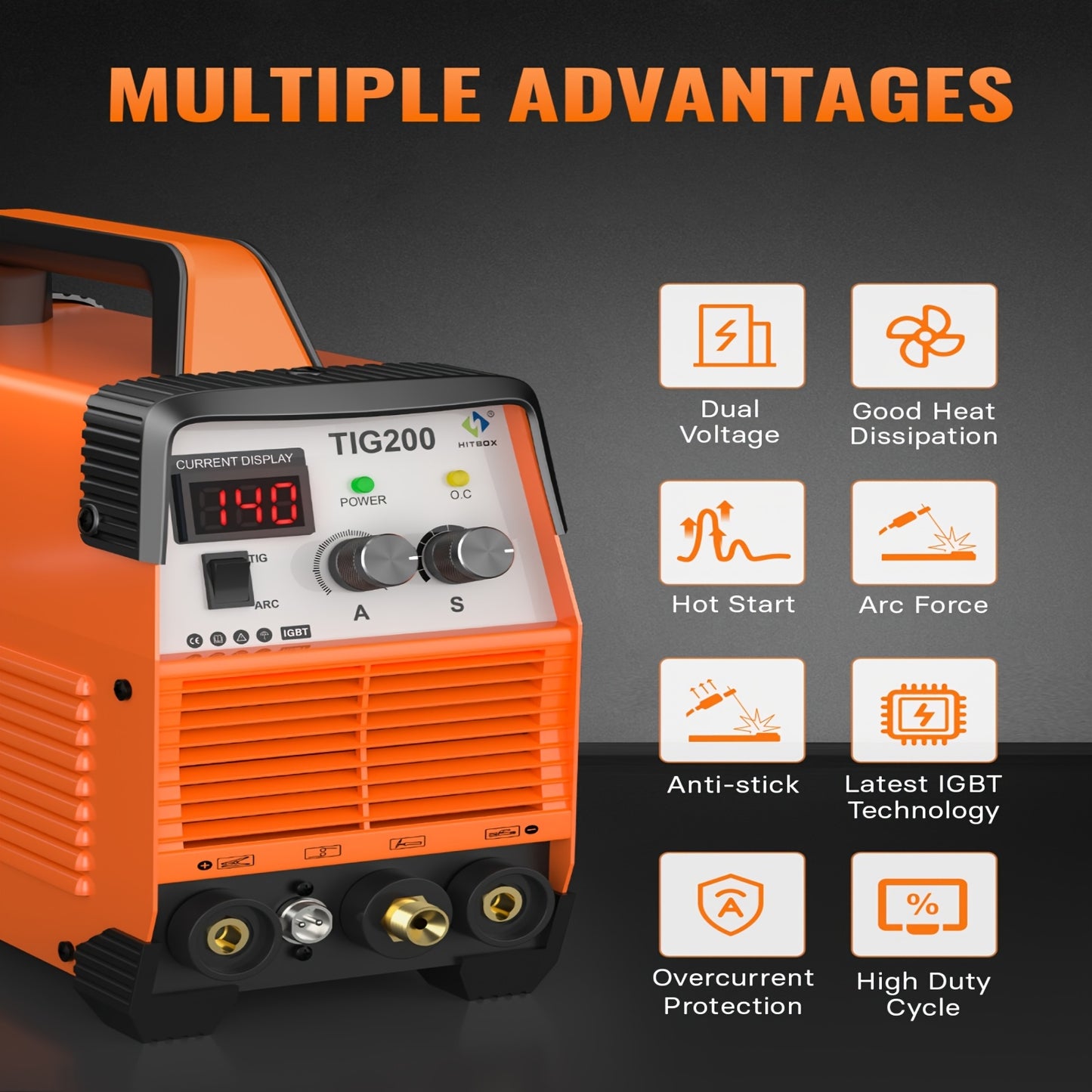 Lasapparaat – Lasmachine – Booglasapparaat – TIG Lasmachine – Elektrode Lasmachine – 200A Heavy-Duty – HF Start & 2T/4T Modus