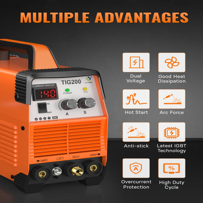 Lasapparaat – Lasmachine – Booglasapparaat – TIG Lasmachine – Elektrode Lasmachine – 200A Heavy-Duty – HF Start & 2T/4T Modus