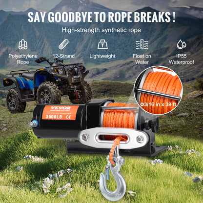 Elektrische Lier – Offroad Lier – ATV Lier – UTV Lier – Elektrische Blokkeerlier – 1587 kg Trekkracht – Waterdichte Bedrade Afstandsbediening