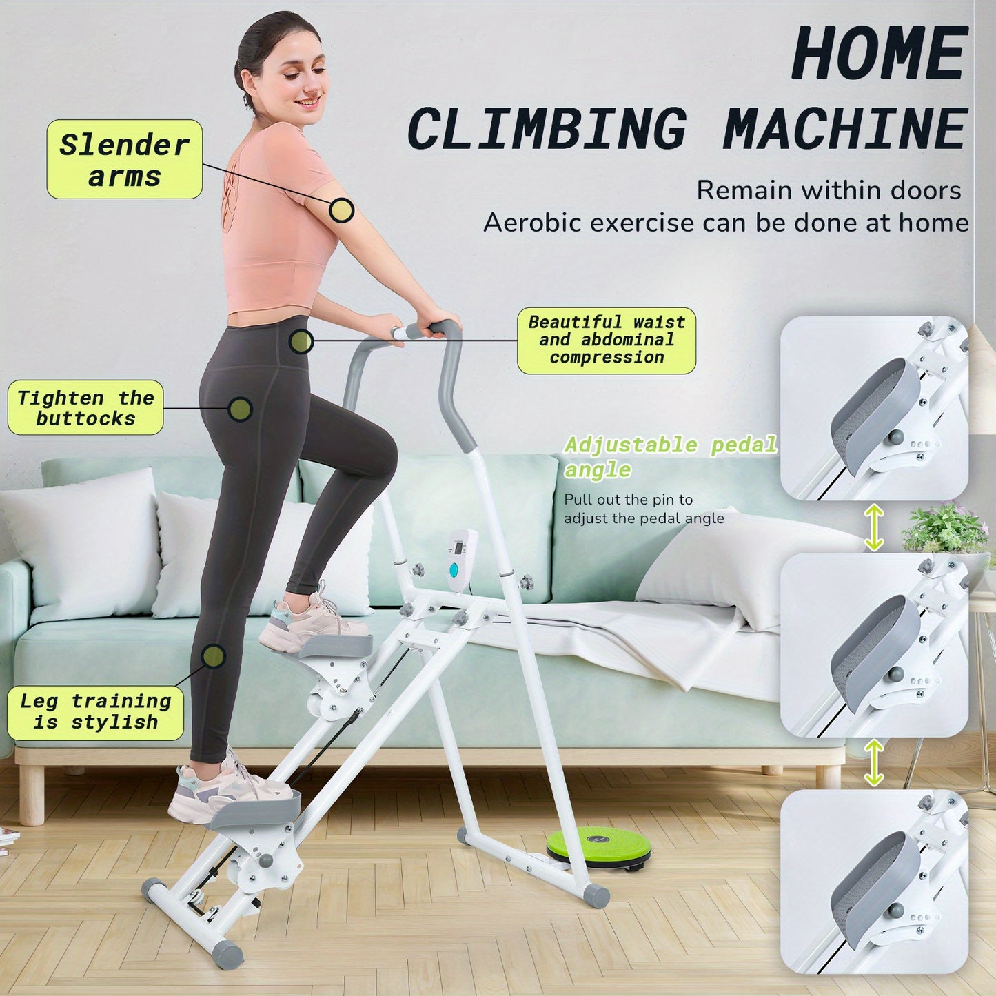 Vertical Climber – Stair Master – Stepper – Traptrainer – Thuis Fitnessapparaat – Inklapbaar – Roestvrij Staal – Verstelbare Stapafstand – Compacte Full-Body Workout