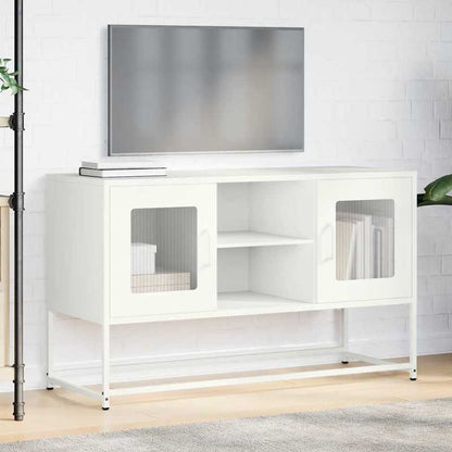 Mobile TV White 100.5x39x60.5 cm in Steel Practical Removable