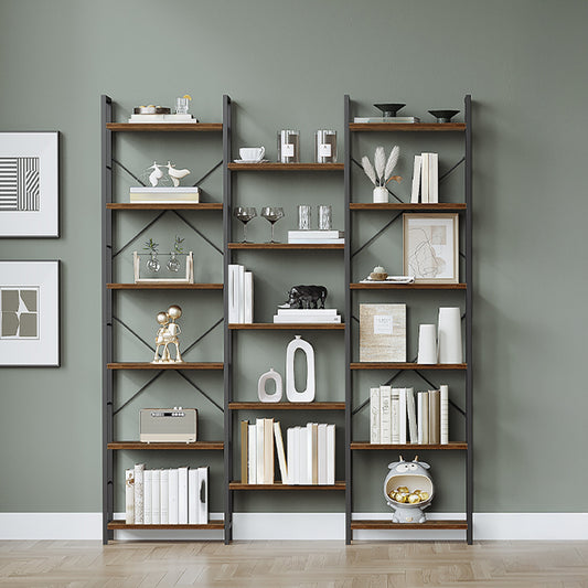 Boekenkast – Vrijstaand Rek – Wandkast – Open Kast – Boekenplank – Vintage Bruin-Zwart – 17 Schappen – Verstelbare Indeling 24x152x186 cm – Draagkracht 340 kg
