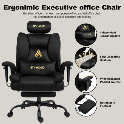 Ergonomische Bureaustoel – Kantoorstoel – Werkstoel – Studiebureaustoel – Computerstoel – Navy Blue – Memory Foam Zitting – Metalen Frame