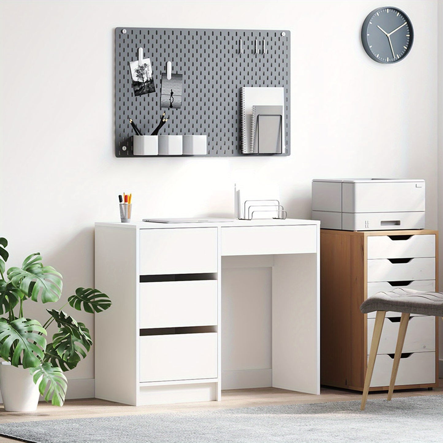 Bureau – Computertafel – Bureautafel – Werktafel – Schrijftafel – Wit Design – MDF & Hardhout – Met Lades en Opbergruimte