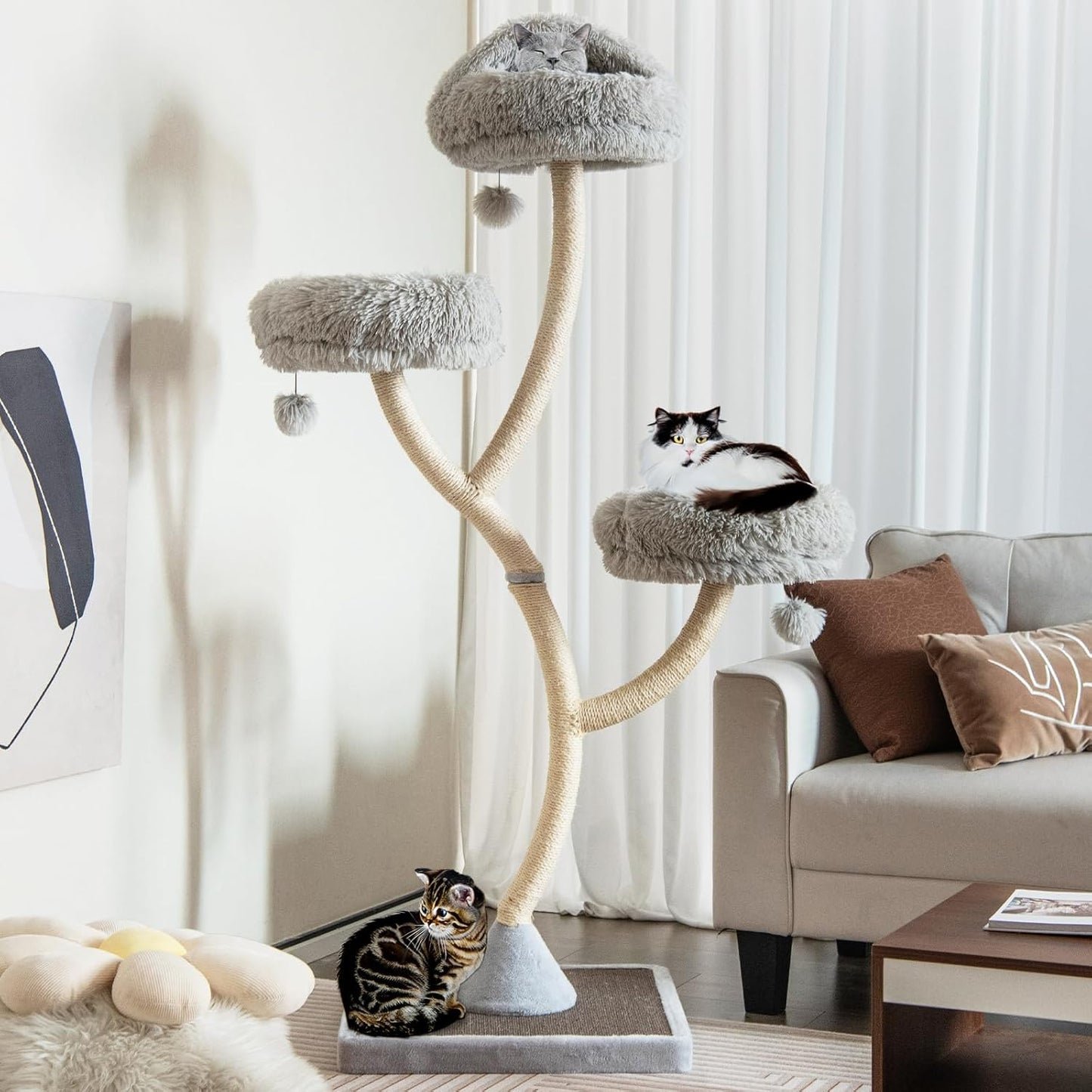 Krabpaal – Kattenboom – Kattenkrabpaal – Krabmeubel – Kattenhuis – 178 cm Hoog – Met Metalen Gebogen Frame & Sisal Krabpalen