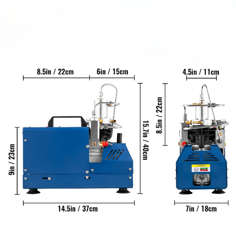 Luchtcompressorpomp - Luchtdruk - 1800W - 4500PSI - 30MPA - 300BAR - 220V - Compressor - Draagbare Compressor - Blauw - QUORE