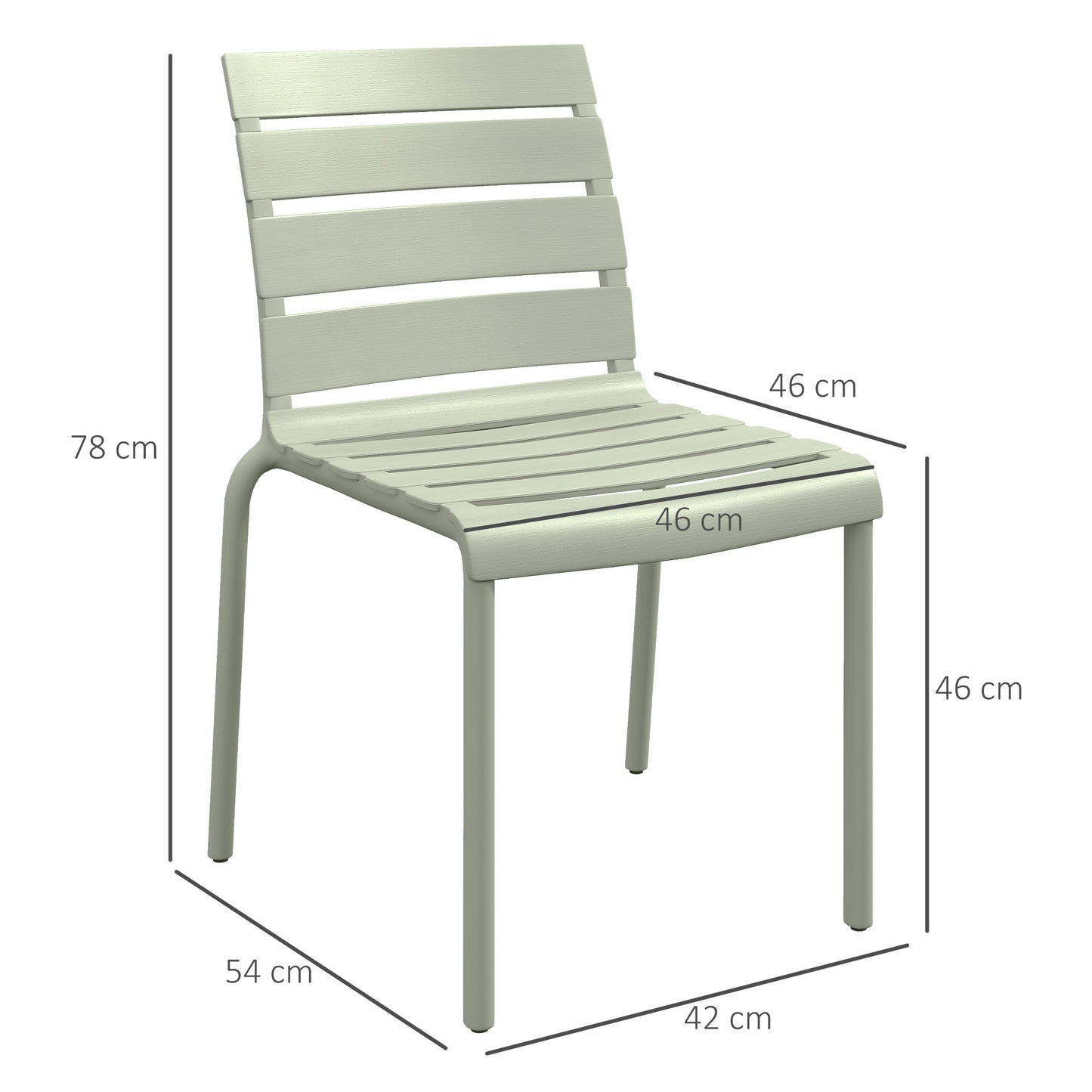 Bistro Stoelen Set – Tuinstoelen – Stapelbare Stoelen – Balkon Stoelen – Tuinmeubilair – UV-bestendig – 42x54x78 cm – Groen