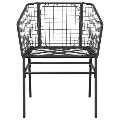 5-delige tuinset – tuintafel set – tuinmeubilair – tuinmeubels – buitentafel – zwart poly rattan – gehard glazen blad – duurzaam metalen frame