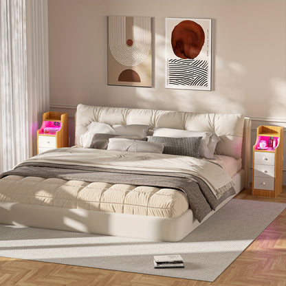 Nachtkastje – Nachtkastjes – Bijzettafel – Ladekast – Smal Kastje – Smal Wit Nachtkastje – 3 Lades & Open Vak – Compact 70 cm Hoog