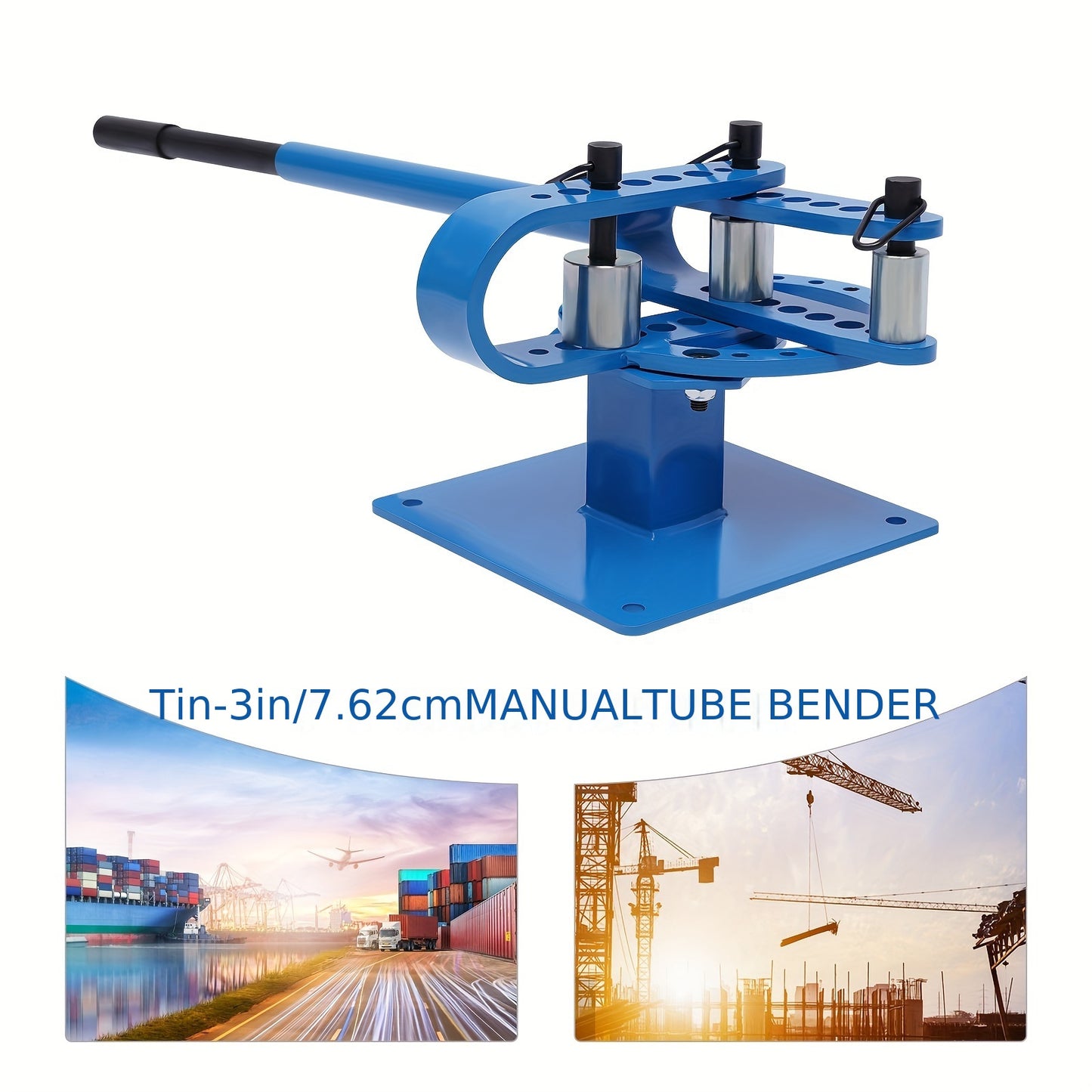 Handmatige Buigmachine – Buizenbuiger – Pijpbuiger – Metalen Buigen – Staven Buigen – Blauw – Telescopisch Handvat 112 cm – 7 Verwisselbare Buigmatrijzen 25-75 mm