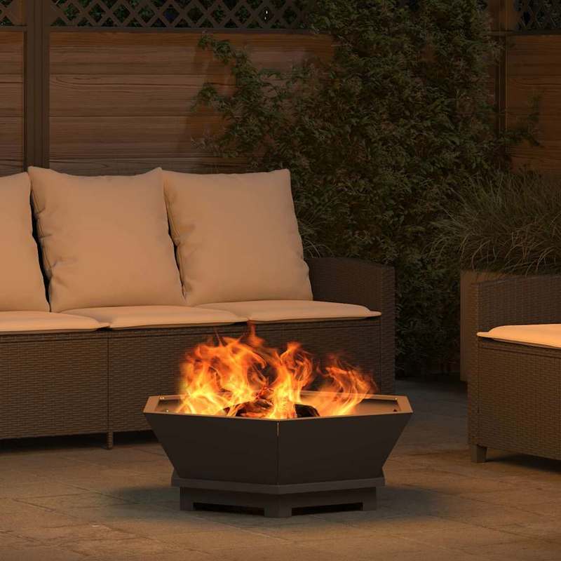 Outdoor Fire Pit - Heavy-Duty Metal Construction, Modern Rectangular Design with Ignition System, Large 75x75x28cm Heater for Patio, Garden, Backyard - All-Weather Indoor/Outdoor use - Perfect for Gatherings, Evenings & Winte