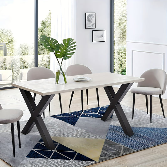 Tafelpoten – Meubelpoten – Tafelpootonderstellen – Tafelonderstellen – Industriële Tafelpoten X-Frame – Stalen Zwarte Glanzende Afwerking – 71 cm Hoog – Eenvoudige Montage Met Vloerbeschermers