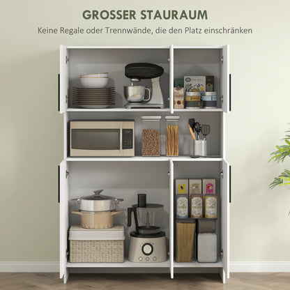 Witte Keukenkast – Opbergkast – Keukenkasten – Kast Met Deuren – Keukenkast Met Werkblad – 4 Kasten Met 6 Deuren – Stevig Spaanplaat Werkblad – 12 Soepele Scharnieren