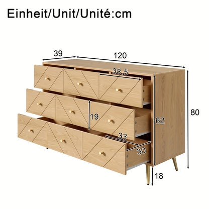 Ladekast – Kast – Dressoir – Opbergmeubel – Kledingkast – Metalen Poten – Bamboe Materiaal – Natuurlijke Beige Kleur – 3,2 Kubieke Voet Opbergruimte – Stevig En Duurzaam