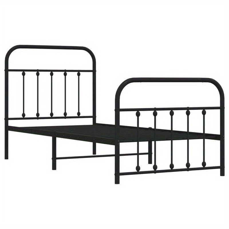 Bedframe – Bedbodem – Ledikant – Eenpersoonsbed – Slaapbank – Metalen Verstelbaar Frame – Stevig Zwart 90x200 cm – Eenvoudige Montage Zonder Gereedschap