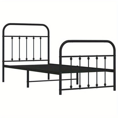 Bedframe – Bedbodem – Ledikant – Eenpersoonsbed – Slaapbank – Metalen Verstelbaar Frame – Stevig Zwart 90x200 cm – Eenvoudige Montage Zonder Gereedschap