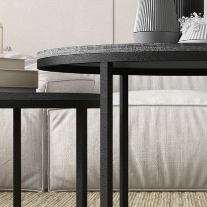 Bijzettafel – Sidetable – Nachtkastje – Salontafel – Bijzettafeltje – Set Van 2 – Rond – Stapelbaar – Metaal – Lichtgewicht – Ruimtebesparend – Grijs
