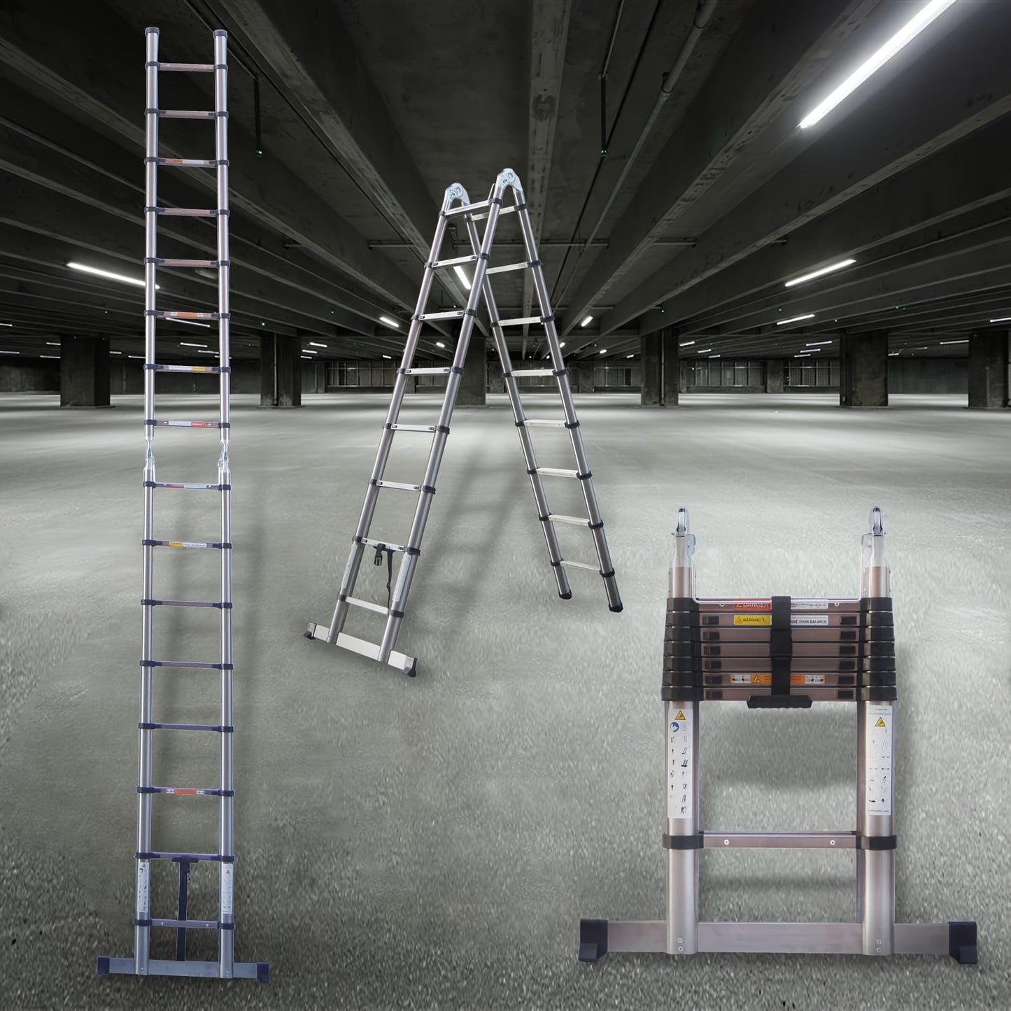 Telescopische Ladder – Inklapbare Ladder – Uitschuifbare Ladder – A-Frame Ladder – Vouwladder – 5 Meter Hoogte – Roestvrij Staal