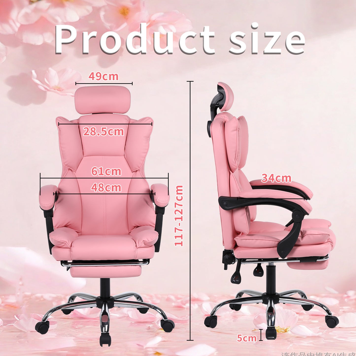 Gamingstoel – Gamestoel – Gaming Chair – Bureaustoel – Game Stoel – Verstelbaar – PU Leren Bekleding – Ergonomisch Comfort – Roze
