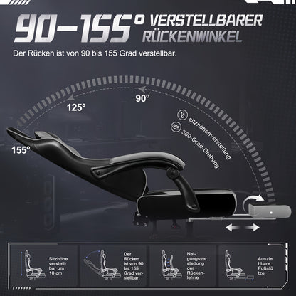 Gamingstoel – Gamestoel – Gaming Chair – Game Stoel – Bureaustoel – Ergonomisch – Verstelbare Lendensteun – Voetsteun – Draaibaar – Max. 150 kg