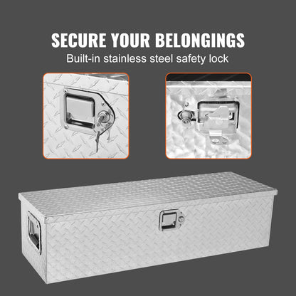 Aluminium Gereedschapskist – Toolbox – Opbergkist – Tool Box – Gereedschapkist – Robuust Diamantpatroon – Inclusief Slot en Handvat – 99 x 33 x 25,4 cm