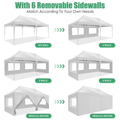 3.05x 6.1meter Canopy with Side Walls, Pop-up Tent, Party Tent with Roller Bag And 4 Sandbags, Easy to Install, Sunproof, Suitable for Camping, Picnics, Barbecues, Parties