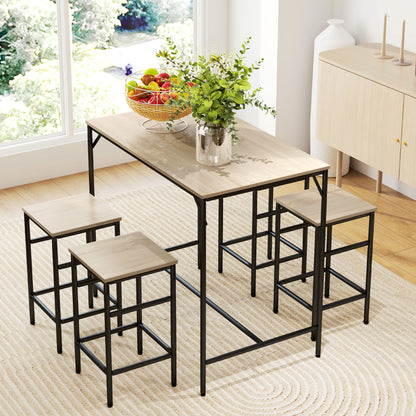 Barset – Barkrukken – Bartafelset – Bar Meubel – Bar Stoelen – Massief Eikenhout – Zwart Stalen Onderstel