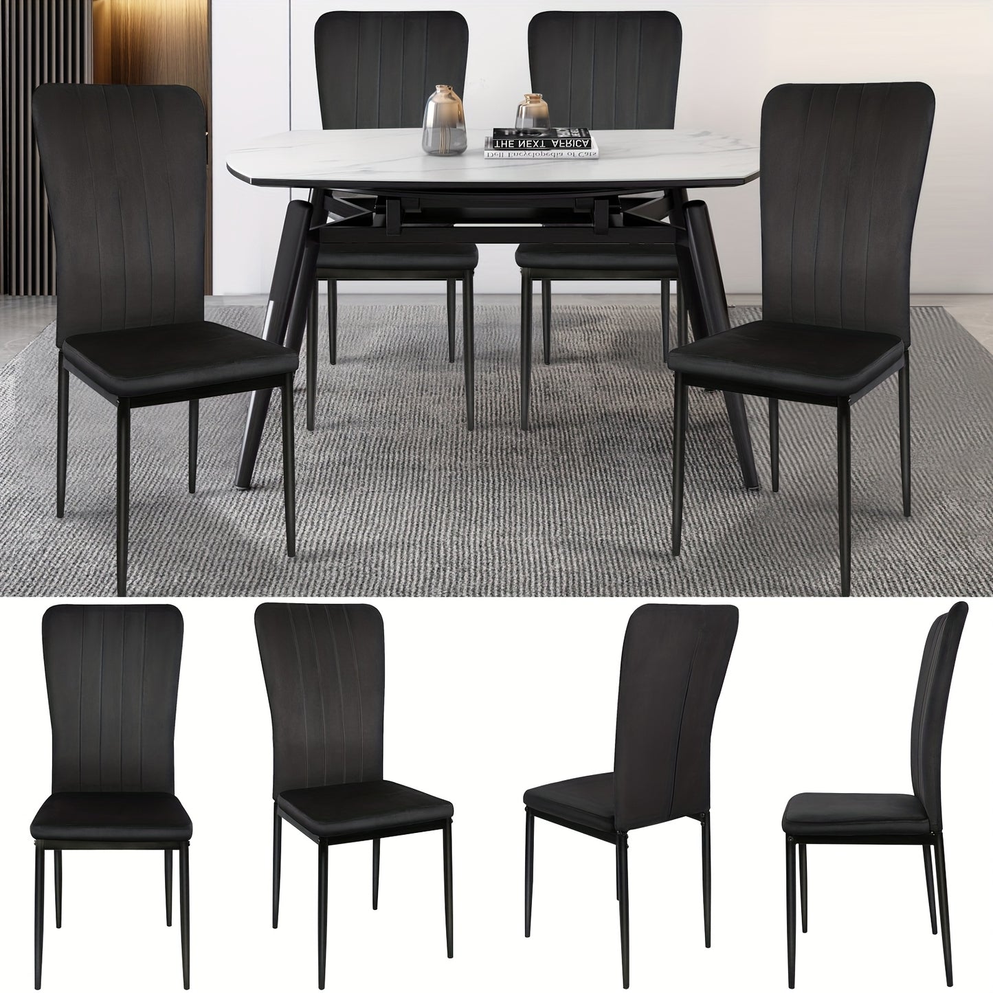 Eetkamerstoelen – Stoelen – Kuipstoelen – Keukenstoelen – Woonkamerstoelen – Zwarte Velvet Bekleding – Stevige Metalen Poten