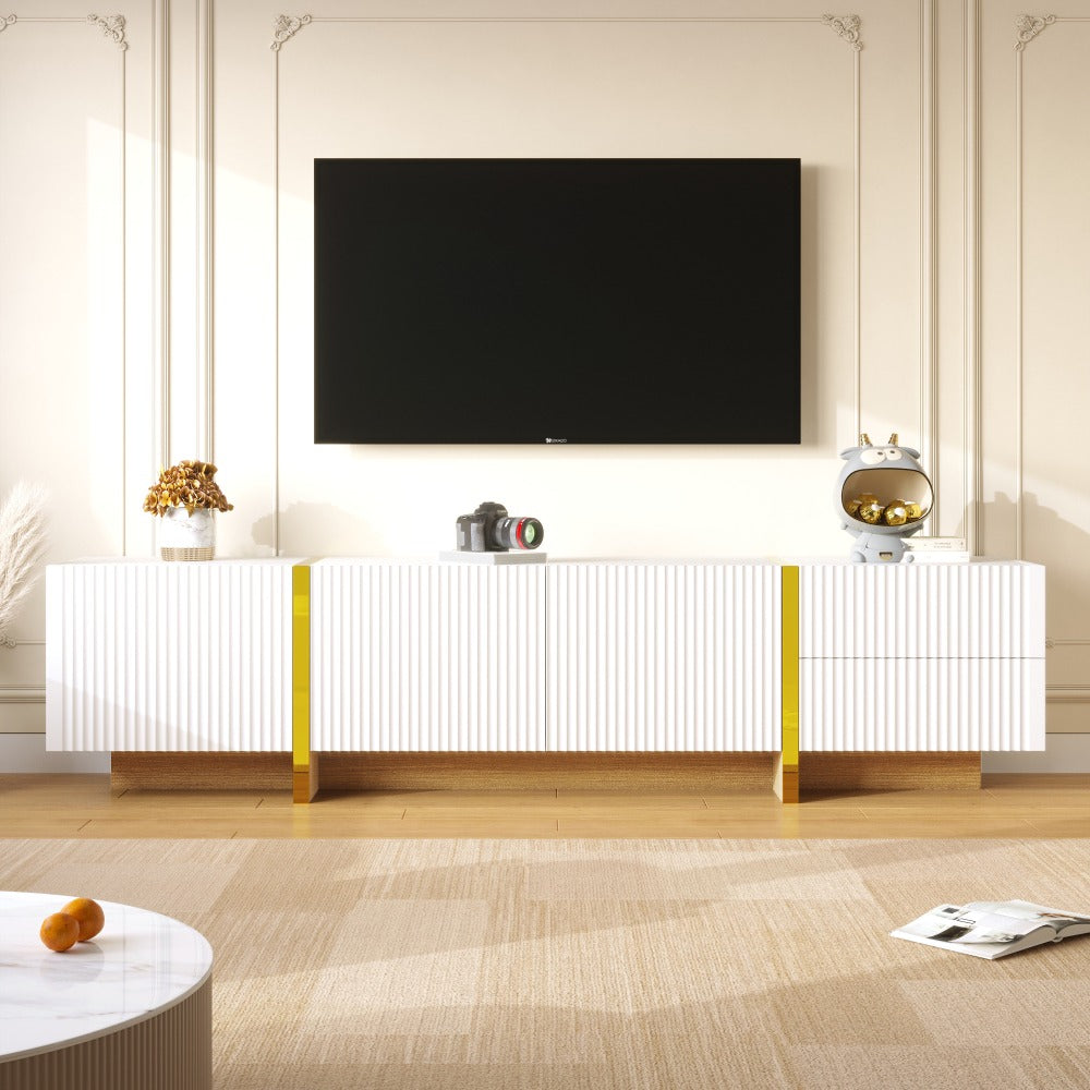 Tv-meubel – Tv-kast – TV Meubel – Dressoir – Wandmeubel – 190 cm – Wit met Gouden Accenten – MDF en Spaanplaat