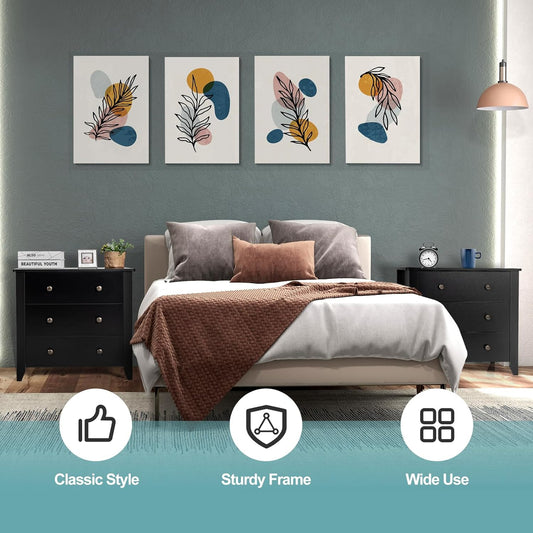 Kast – Opbergkast – Ladekast – Vintage Dressoir – Nachtkastje – Drie Lades – Stevig Hout – Metalen Handgrepen