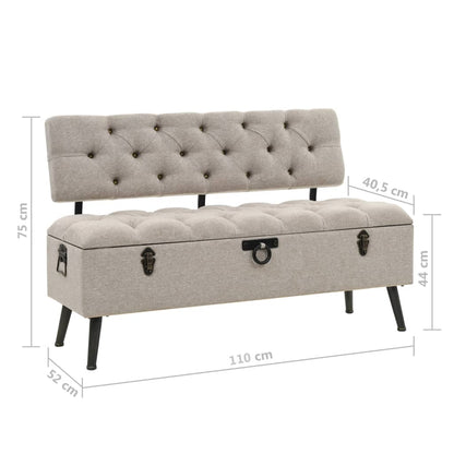 Opbergbank – Zitbank – Opbergkist – Halbank – Opbergmeubel – Kunstleren Bekleding – Hardhouten Frame – Rugleuning – Crème