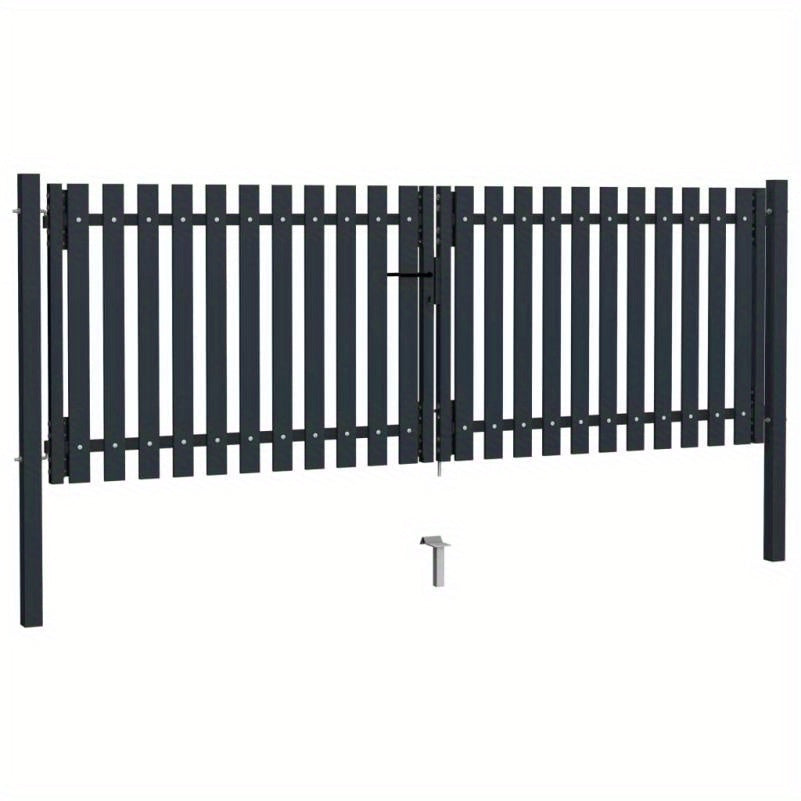 Dubbele Stalen Poort – Tuinpoort – Veiligheidshek – Afscheidingshek – Buitenhek – Duurzaam Staal – 306x125 cm Anthraciet