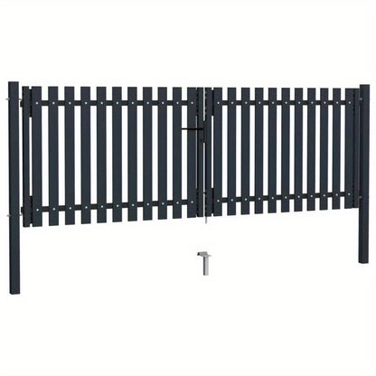 Dubbele Stalen Poort – Tuinpoort – Veiligheidshek – Afscheidingshek – Buitenhek – Duurzaam Staal – 306x125 cm Anthraciet