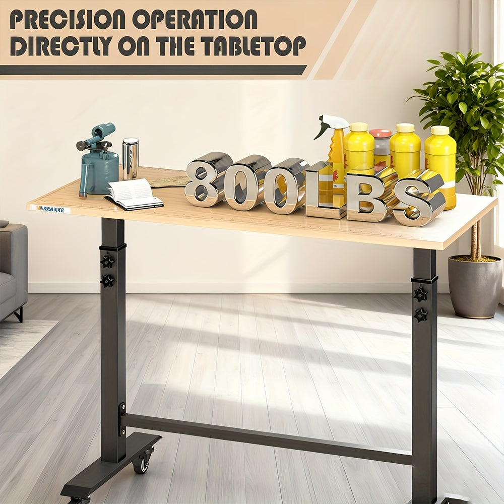 Werkbank – Werktafel – Werkbank Op Wielen – In hoogte verstelbare Werkbank – Mobiele Werkbank – Verstelbaar 81-106 cm – Stabiel Metalen Frame – Stil Remwielen & Vloerbeschermers