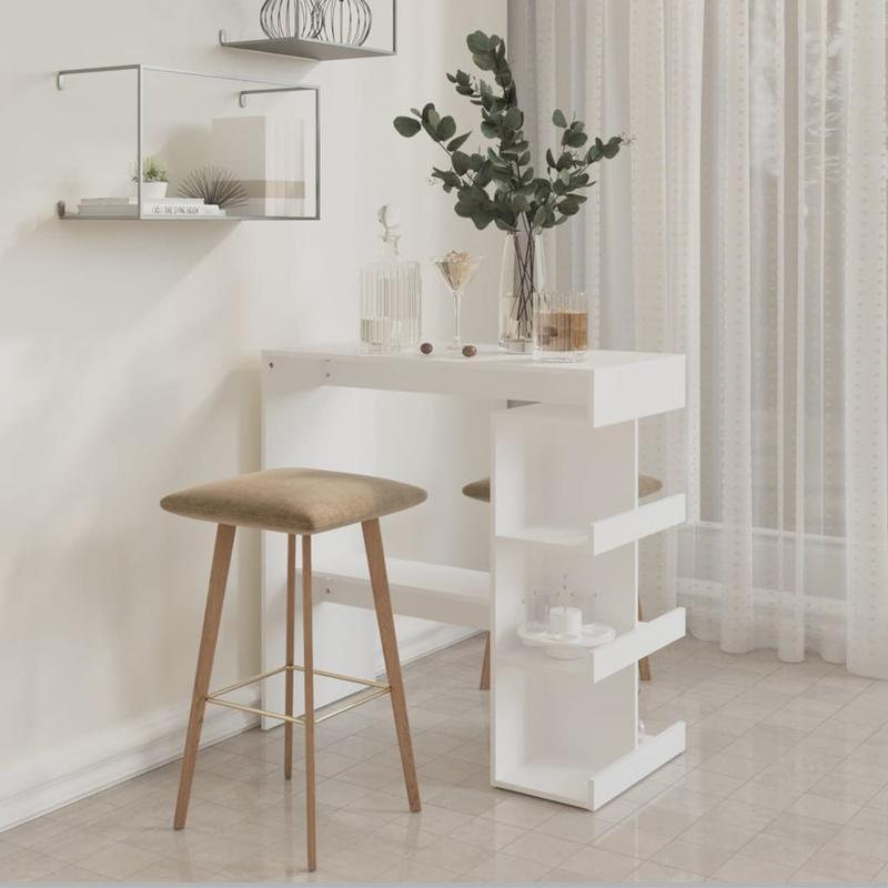 Witte Houten Bar – Bartafel – Barmeubel – Drinktafel – Tafelbar – Hardhouten Constructie – Inclusief Opbergrek