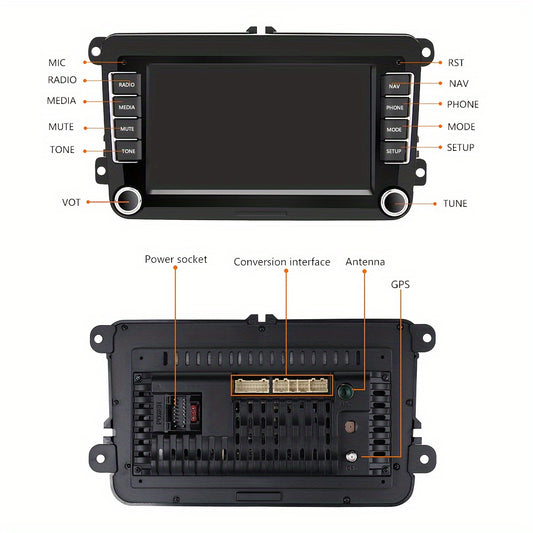 Android Autoradio – Auto Multimedia Systeem – Navigatie Radio – Bluetooth Radio – Touchscreen Autoradio – 7 Inch HD Scherm – Achteruitrijcamera Met Nachtzicht