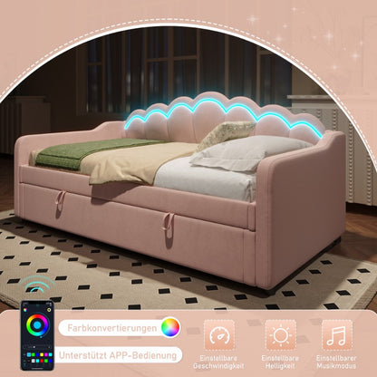 Sofa Bed – Slaapbank – Slaapzetel – Bedbank – Multifuntionele Bank – Met Hydraulische Opbergruimte – Met Metalen Frame – Roze – 90x200 cm – Zonder Matras