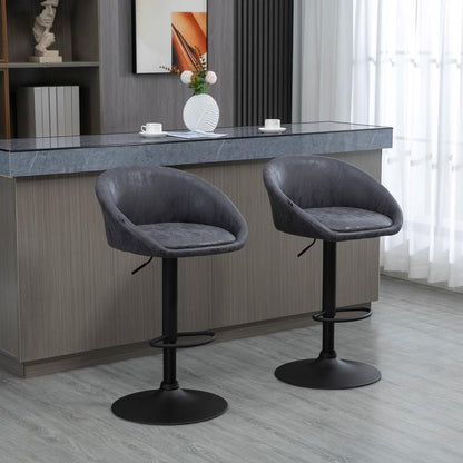 Barstoel – Barkruk – Barstoelen – Keukenstoel – Counterstoel – Verstelbare Hoogte 57-104 cm – Kunstleer Met Armleuning En Rugsteun