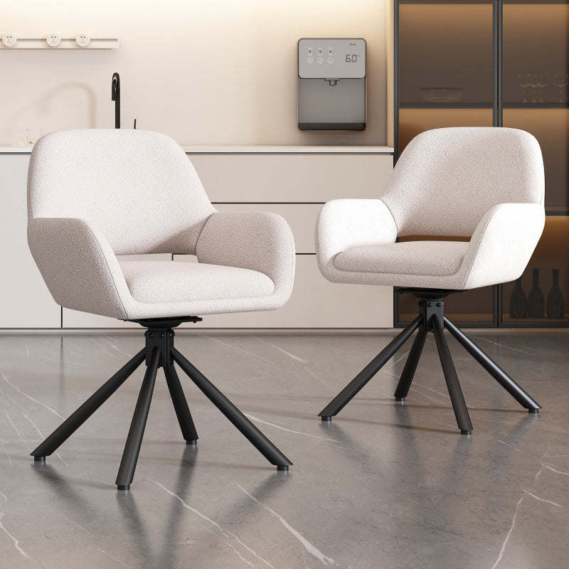 Sherpa Stoelen – Eetkamerstoelen – Bureau Stoelen – Woonkamerstoelen – Zithoek Stoelen – Zachte Sherpa Bekleding – Stevige Metalen En Houten Frame – Wit – Set Van 4