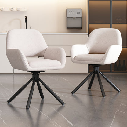 Sherpa Stoelen – Eetkamerstoelen – Bureau Stoelen – Woonkamerstoelen – Zithoek Stoelen – Zachte Sherpa Bekleding – Stevige Metalen En Houten Frame – Wit – Set Van 4