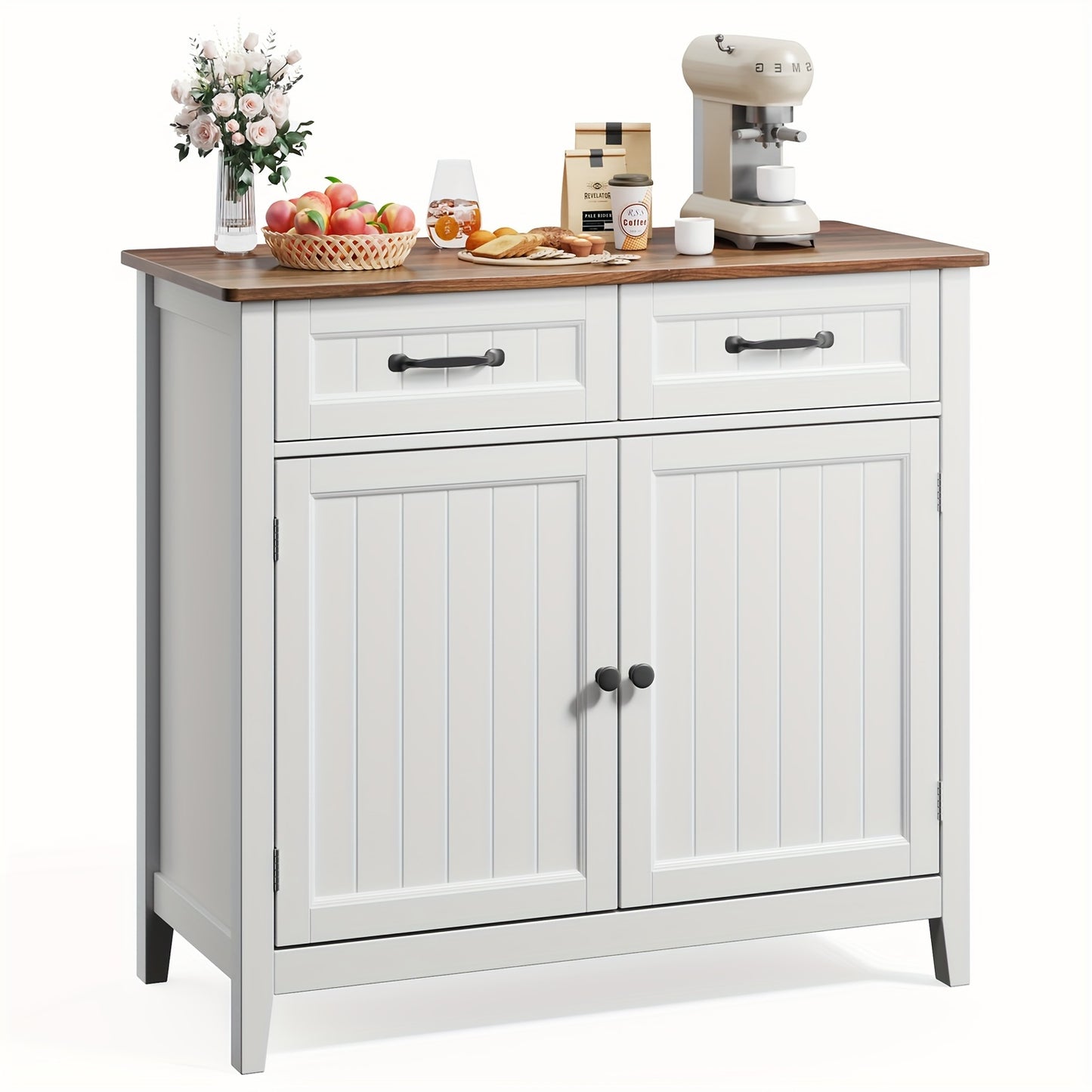 Dressoir – Opbergkast – Ladekast – Buffetkast – Keukenkast – Vintage Kleur – Hardhouten Materiaal – 81 cm Hoog