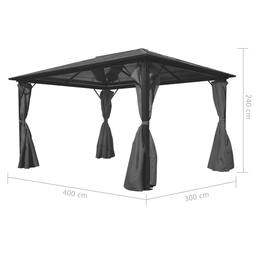 Tuinpaviljoen – Prieel – Partytent – Pergola – Overkapping – 400x300 cm – Aluminium Frame – UV-bestendig Polycarbonaat Dak