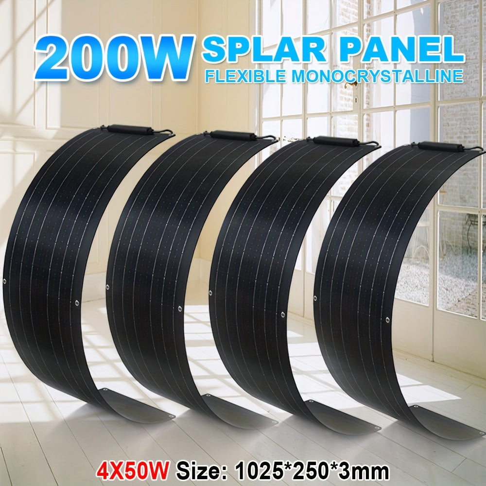 Flexibele Zonnepanelen – Zonnepaneel Set – Solar Panel – Zonnesysteem – Draagbare Zonne-energie – 4x50W Totaal 200W – Lichtgewicht & Weerbestendig