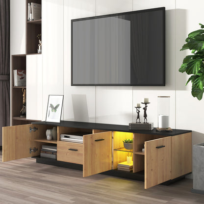 TV-meubel – Tv-kast – Mediameubel – Tv-dressoir – Tv-meubel naturel – 3 Deuren & 1 Lade – Stevige Constructie & Eenvoudige Montage