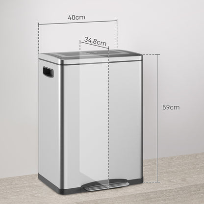 Prullenbak – Afvalbak – Pedaalemmer – Afvalemmer – Vuilnisbak – RVS 2x20 Liter – Voetpedaal Bedienbaar – Fingerprint Resistant