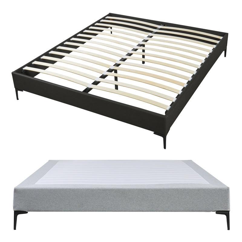Tweepersoonsbed – Bedframe – Opbergbed – Gestoffeerd Bed – Platformbed – Lichtgrijs – Multiplex Frame Met Metalen Poten – Lattenbodem Inclusief